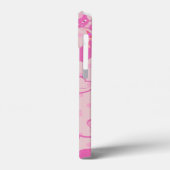 Girly Pink Sleek Cat Pattern Monogram Case-Mate iPhone Case (Achterkant / Links)