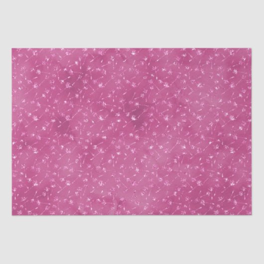 Girly Pink Sparkle Glitter Bloemen Tissuepapier (Voorkant)
