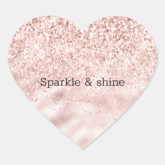 Girly Pink Sparkle Glitter gepersonaliseerd Hart Sticker (Voorkant)
