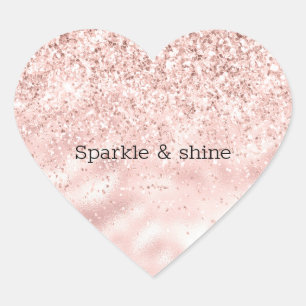 Girly Pink Sparkle Glitter gepersonaliseerd Hart Sticker