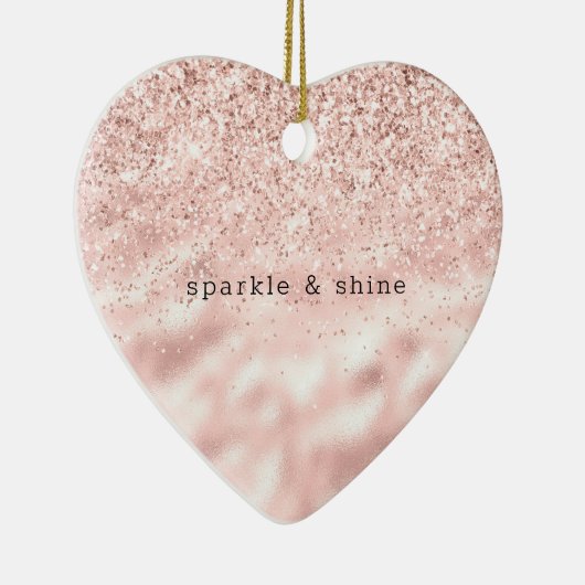 Girly Pink Sparkle Glitter gepersonaliseerd Keramisch Ornament (Rechts)
