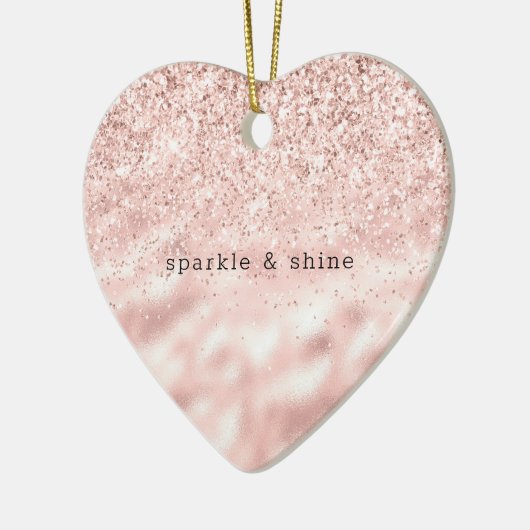 Girly Pink Sparkle Glitter gepersonaliseerd Keramisch Ornament (Links)