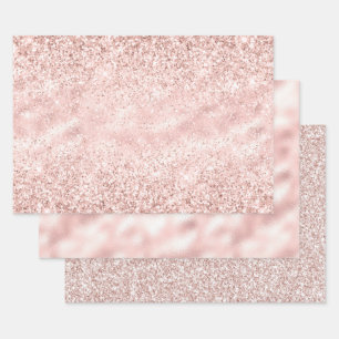 Girly Pink Sparkle Glitter Inpakpapier Vel