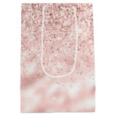 Girly Pink Sparkle Glitter Medium Cadeauzakje (Achterkant)