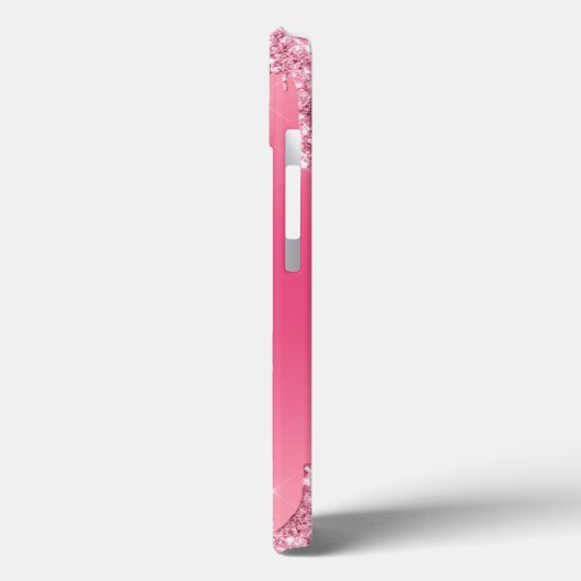 Girly Pink Sparkle Glitter Monogram Case-Mate iPhone Case (Achterkant / Links)