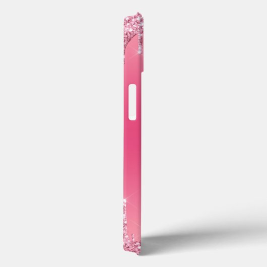 Girly Pink Sparkle Glitter Monogram Case-Mate iPhone Case (Achterkant / Rechts)
