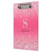 Girly Pink Sparkle Glitter Monogram Klembord (Links)