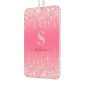 Girly Pink Sparkle Glitter Monogram Luchtverfrisser (Links)