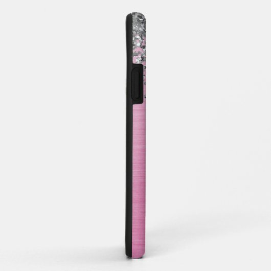 Girly Pink Sparkle Glitter Monogram Naam Case-Mate iPhone Case (Achterkant/rechts)