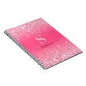 Girly Pink Sparkle Glitter Monogram Notitieboek (Rechterzijde)