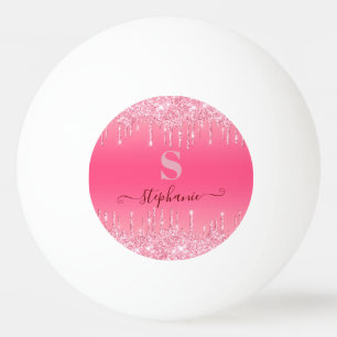 Girly Pink Sparkle Glitter Monogram Pingpongballen