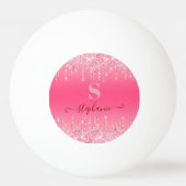 Girly Pink Sparkle Glitter Monogram Pingpongballen (Achterkant)