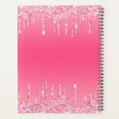 Girly Pink Sparkle Glitter Monogram Planner (Achterkant)