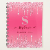 Girly Pink Sparkle Glitter Monogram Planner (Voorkant)