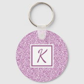 Girly Pink Sparkle Monogrammed Sleutelhanger (Achterkant)