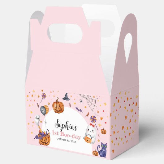 Girly Pink Spooky Halloween Booo-day Verjaardag Bedankdoosjes (Geopend)