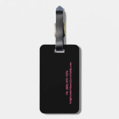 Girly Pink Stitched Ribbon Personalized Bag Bagagelabel (Achterkant verticaal)