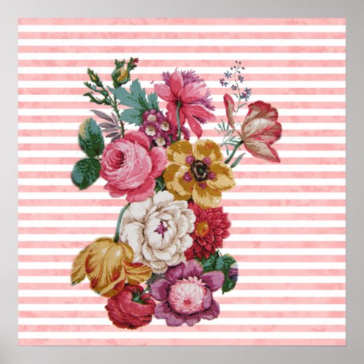 Girly Pink  Stripes Colorful Rozen Poster (Voorkant)