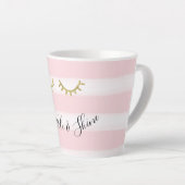 Girly Pink Stripes Gouden Glitter Wimpers Sparkle Latte Mok (Rechterhoek)