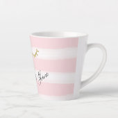 Girly Pink Stripes Gouden Glitter Wimpers Sparkle Latte Mok (Rechts)