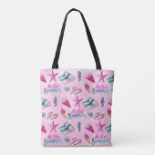 Girly Pink Summer Beach Holiday Pattern Draagtas (Achterkant)