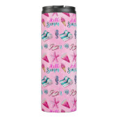 Girly Pink Summer Beach Holiday Pattern Monogram Thermosbeker (Achterkant)