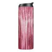Girly Pink Tinsel Stripes Thermosbeker (Gedraaid links)