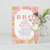 Girly Pink Tropical Aloha Baby BBQ Shower Invitat Kaart (Staand voorkant)