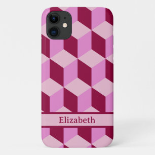Girly Pink Tumbling Blokken naadloos Patroon Hoesj iPhone 11 Hoesje