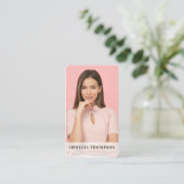 Girly Pink Typography Script QR code Visitekaartje (Staand voorkant)