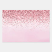Girly Pink Waterverf Glitzy Sparkle Glitter Inpakpapier Vel (Voorkant)