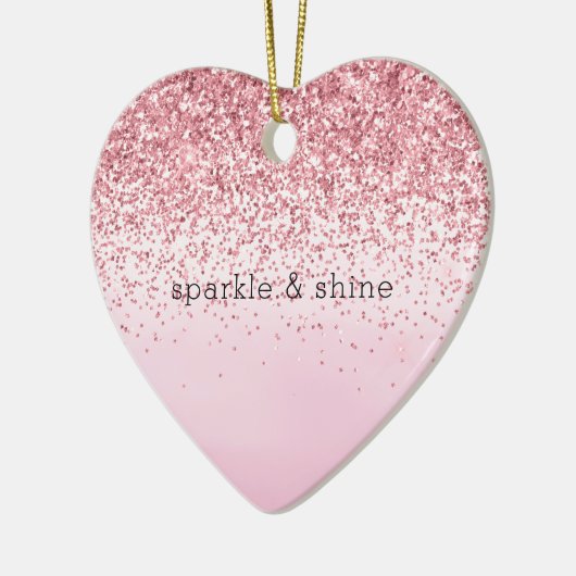 Girly Pink Waterverf Glitzy Sparkle Glitter Keramisch Ornament (Links)