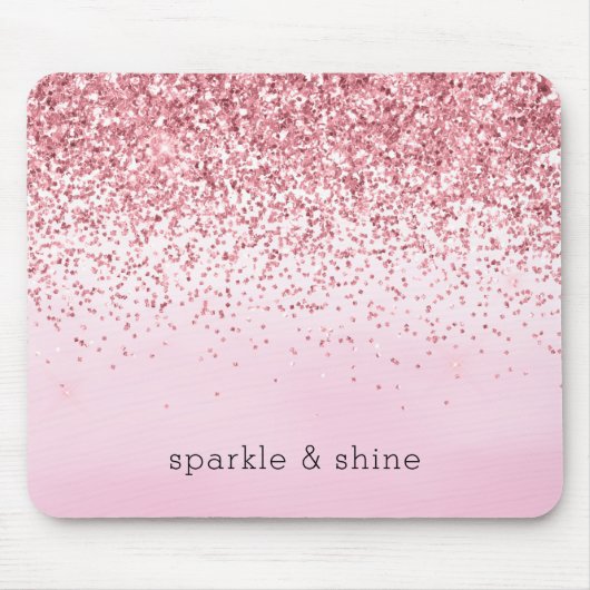 Girly Pink Waterverf Glitzy Sparkle Glitter Muismat (Voorkant)