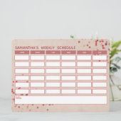 Girly Pink Weekly Planning Schoolplanning (Staand voorkant)