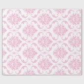 Girly Pink White  Damask Pattern Cadeaupapier (Vlak)