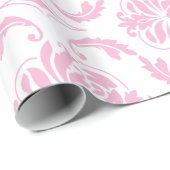 Girly Pink White  Damask Pattern Cadeaupapier (Rol Hoek)
