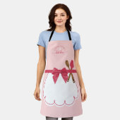 Girly Pink White Fake Apron Baking Spoon & Spatula Schort (Gedragen)