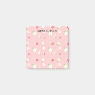 Girly Pink & White Flowers Schrijf het op Post-it® Notes