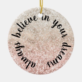Girly Pink White Glitz Glitter Quote Keramisch Ornament
