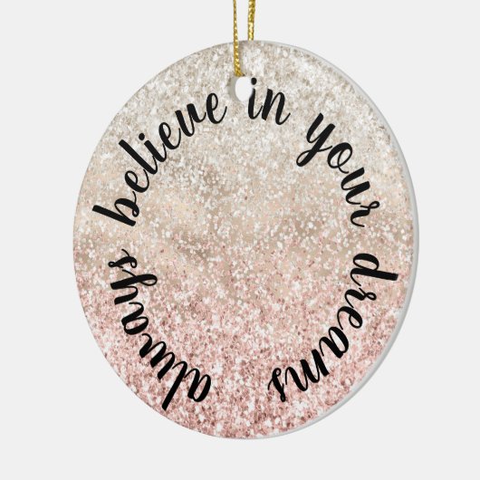 Girly Pink White Glitz Glitter Quote Keramisch Ornament (Links)