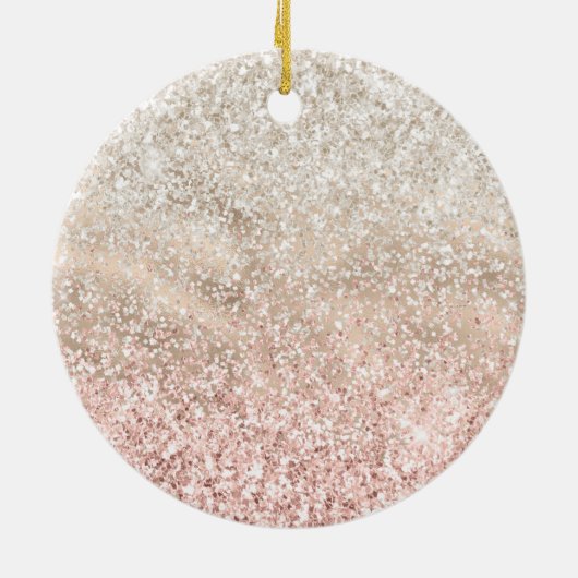 Girly Pink White Glitz Glitter Quote Keramisch Ornament (Achterkant)