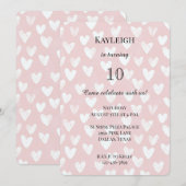 Girly Pink White Hearts Verjaardag Kaart (Voorkant / Achterkant)
