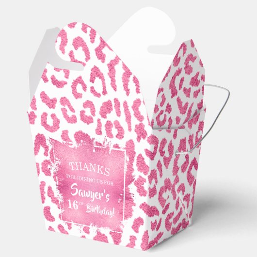 Girly Pink White Leopard Spots Bedankdoosjes (Geopend)
