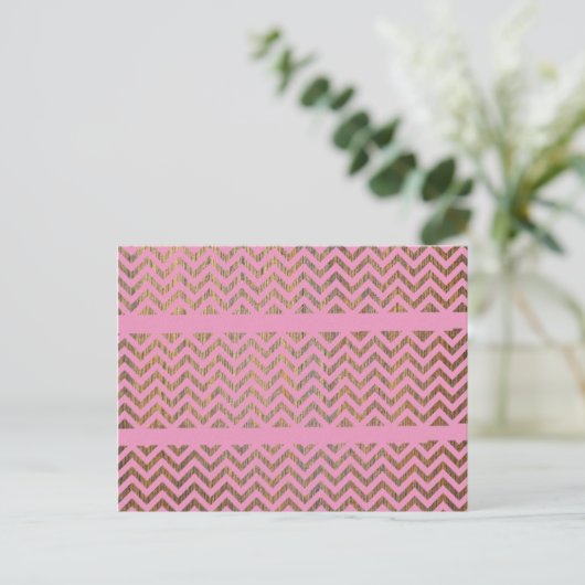 Girly Pink Wood Chevron Zigzag Andes Pattern Briefkaart (Staand voorkant)