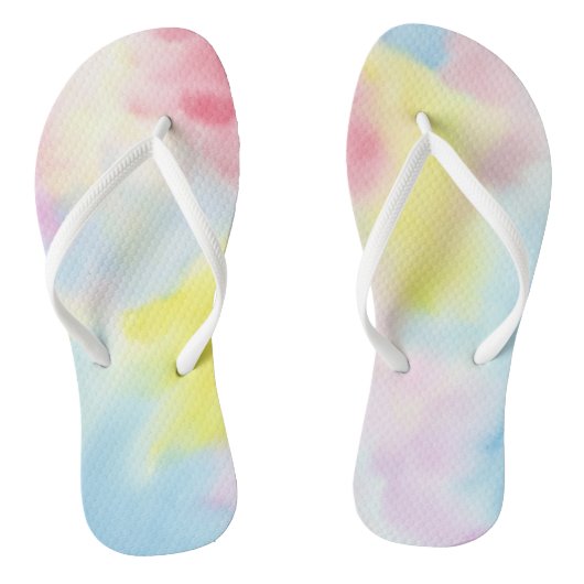 Girly Pink Yellow Blue Tie Dye Teenslippers (Voetbed)