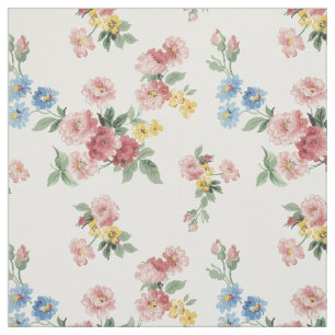 Girly Pink, Yellow en Blue Floral Stof