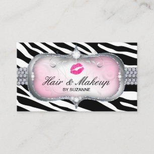 Girly Pink Zebra Hair Stylist Appointherinnering Visitekaartje