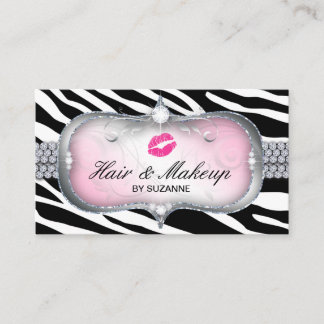 Girly Pink Zebra Hair Stylist Appointherinnering Visitekaartje