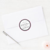 Girly Pink Zwart Monogram K Bruiloft Dank u Ronde Sticker (Envelop)