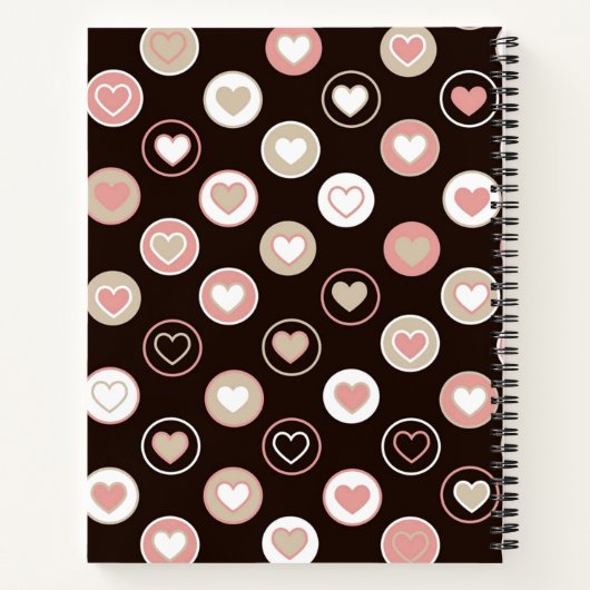 Girly Polka Dots and Burlap Pattern met Monogram Notitieboek (Achterkant)